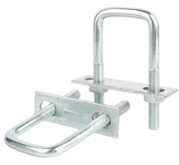 Conjunto de clipe quadrado tipo U de aço carbono com braçadeira resistente para fixação segura de tubos e tubos