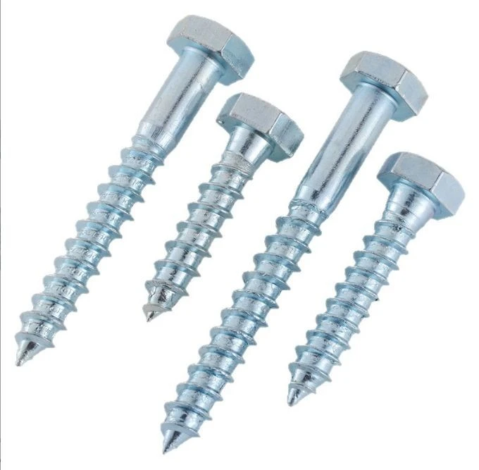 Hex Flange Head Wood Screws DIN571 Blue Zinc Plated factory