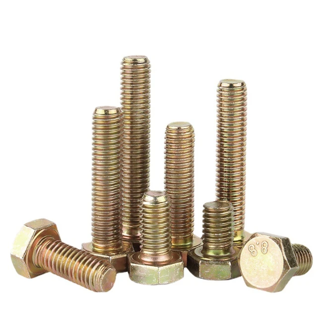 High Tensile Grade 10.9 Carbon Steel Yellow Zinc Hex Bolt Full Thread high quality